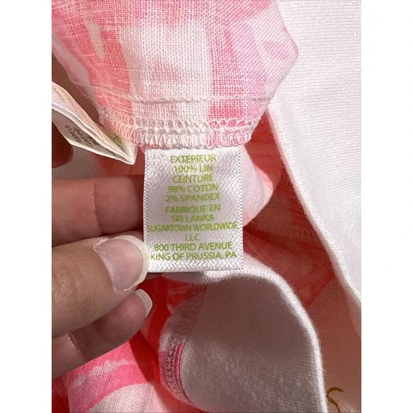 Lilly Pulitzer The Beach Pant Womens Size Small Pink Colorful Hippie Linen - Picture 15 of 16
